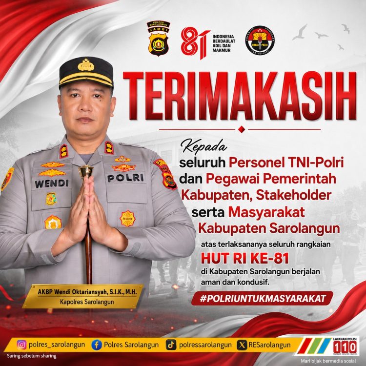 Kapolres Sarolangun Apresiasi Sukses HUT RI ke-81 Berjalan Aman dan Kondusif
