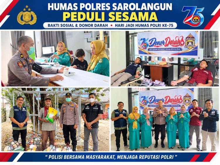 Sambut HUT Humas Polri ke-75, Si Humas Polres Sarolangun Gelar Baksos dan Donor Darah